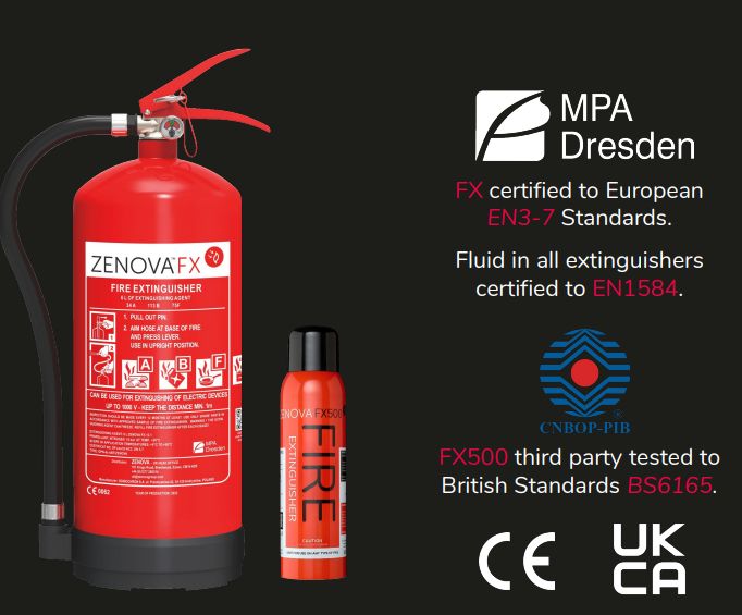 Zenova FX All-in-One Fire Extinguisher – 1.6 gal & 2.4 gal (6 L & 9 L)