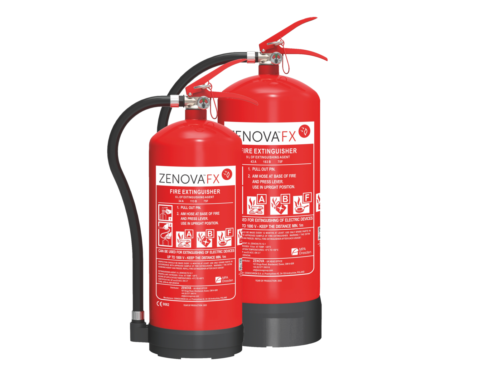 Zenova FX All-in-One Fire Extinguisher – 1.6 gal & 2.4 gal (6 L & 9 L)