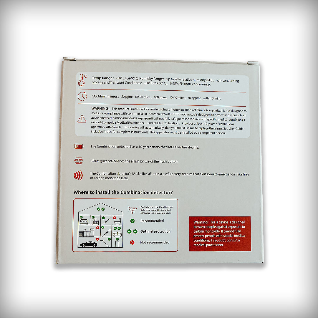 Smoke and carbon monoxide detector, 2-in-1, with audible alarm, CS11