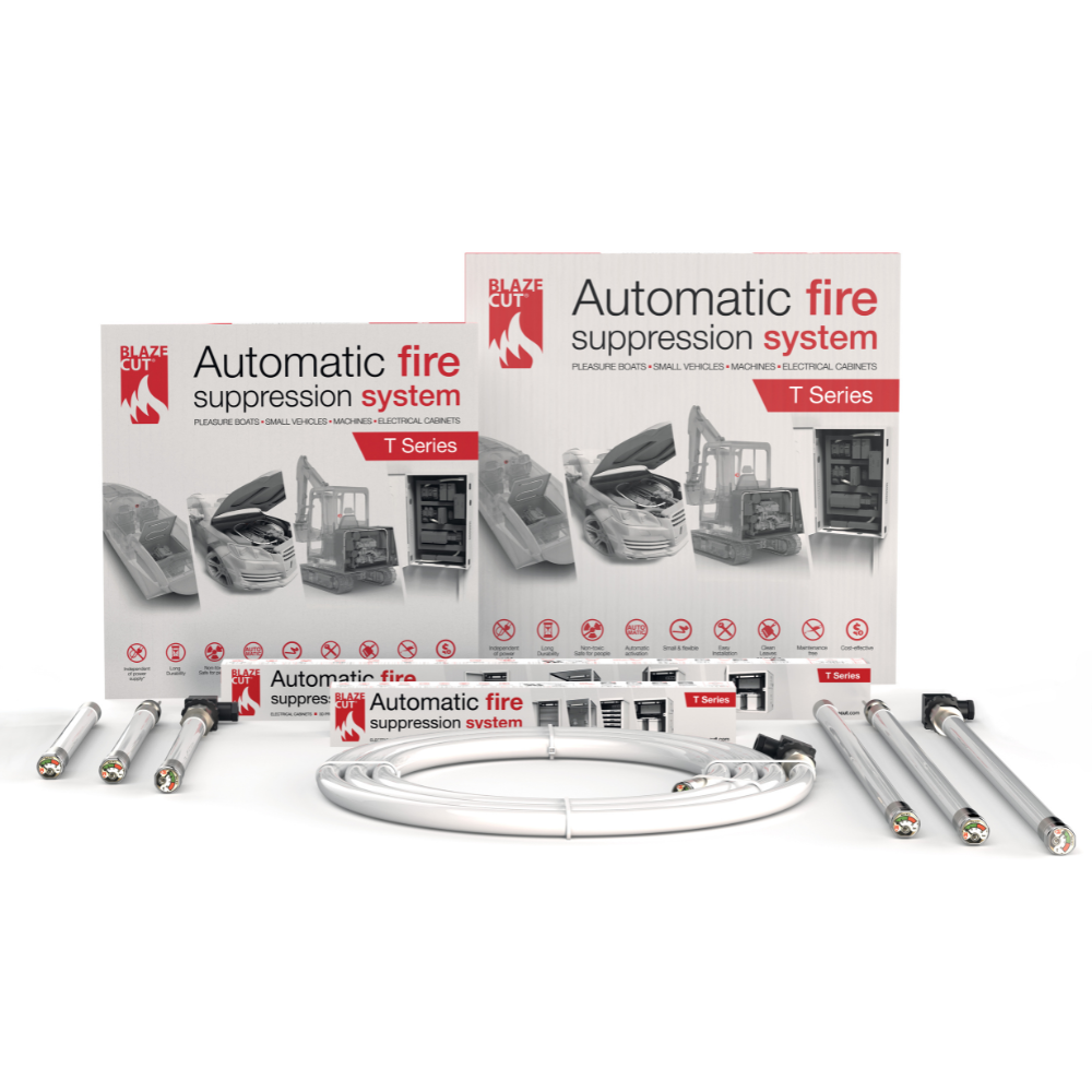 Autonomous fire extinguishing device for enclosed spaces